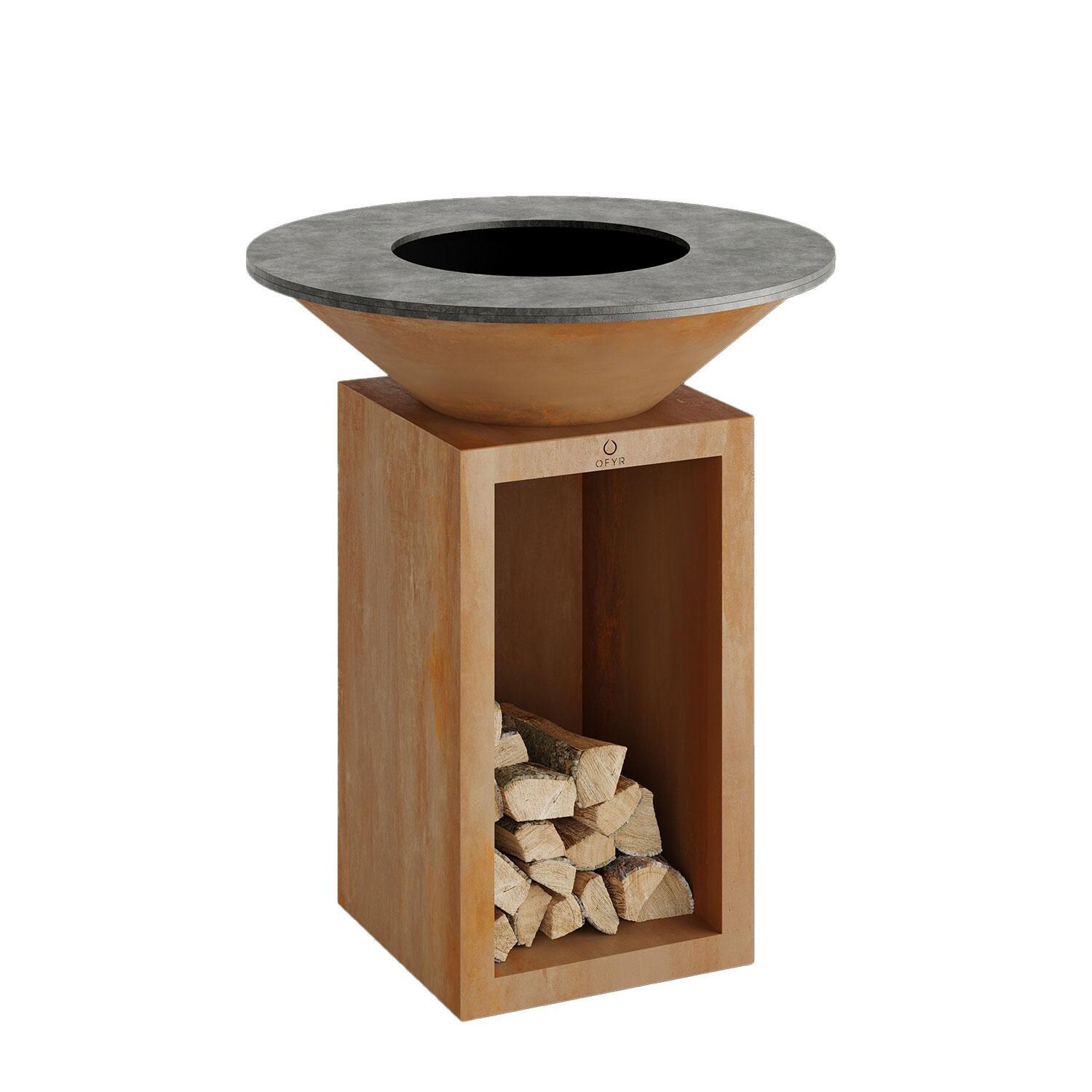 OFYR Classic Storage Corten 85 35 Inch Wood-Fired Flat Top Grill - OCS-85