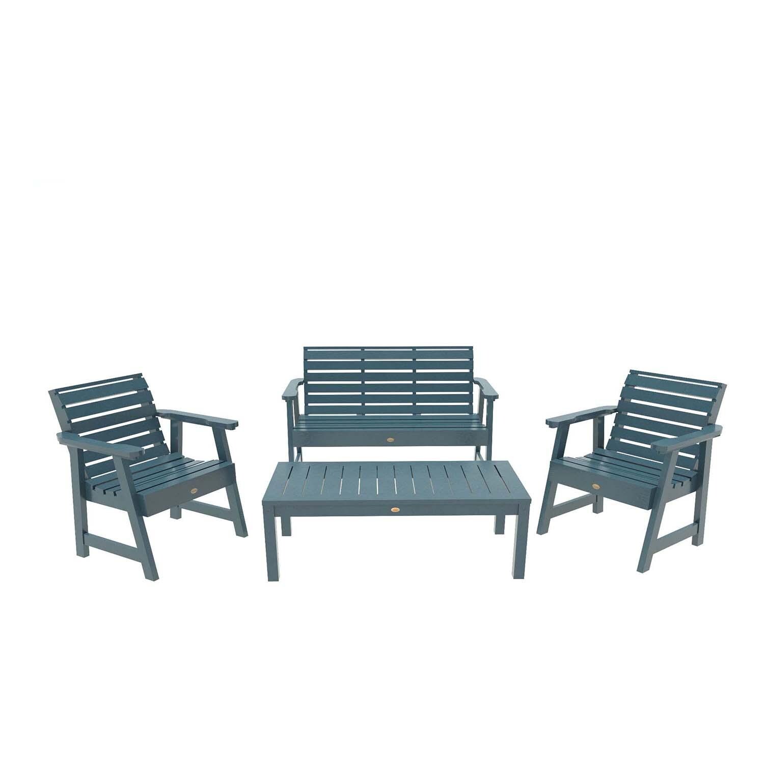 Elm Pointe 4 Pc Set Polyresin Seating Set in Nantucket Blue By Lakeview Outdoor Designs - White Background thumbnail