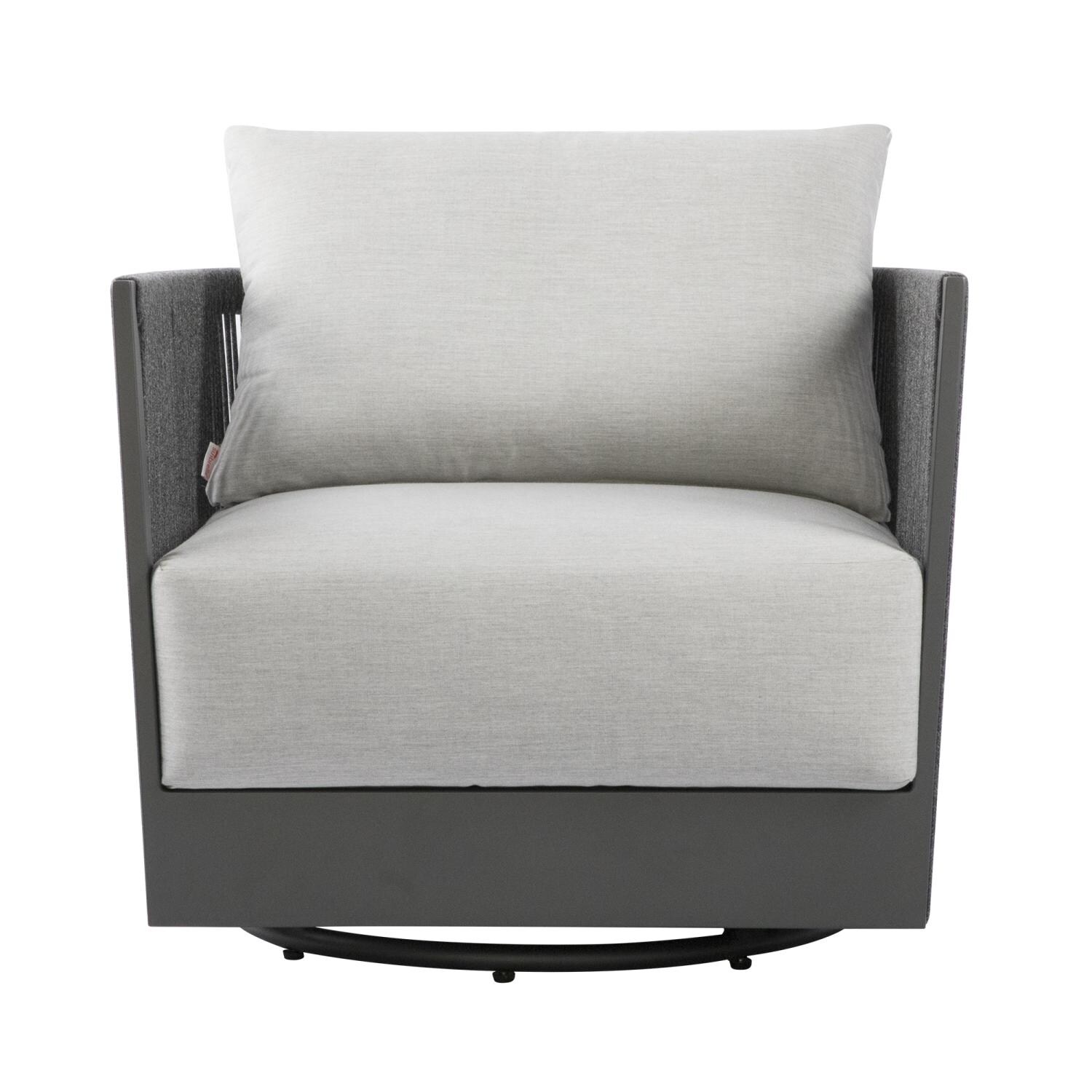 Elementi OS-2503W Capri Outdoor Aluminum Swivel Club Chair w/ Sunbrella Cushions - Front View - White Background thumbnail