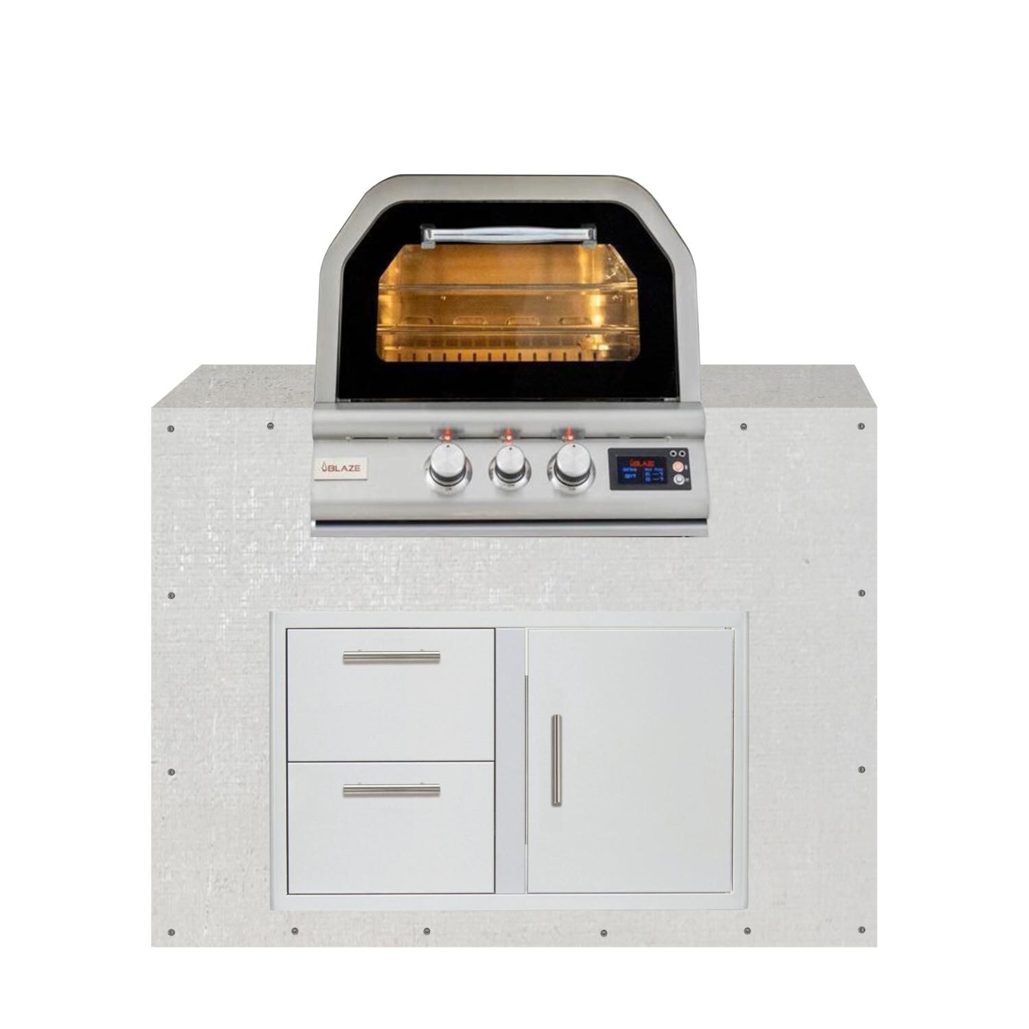 BBQGuys Signature 48-in Ready for Finish Outdoor Kitchen Module w/ Blaze 26-in Propane Outdoor Oven & Double Drawer & Door Combo