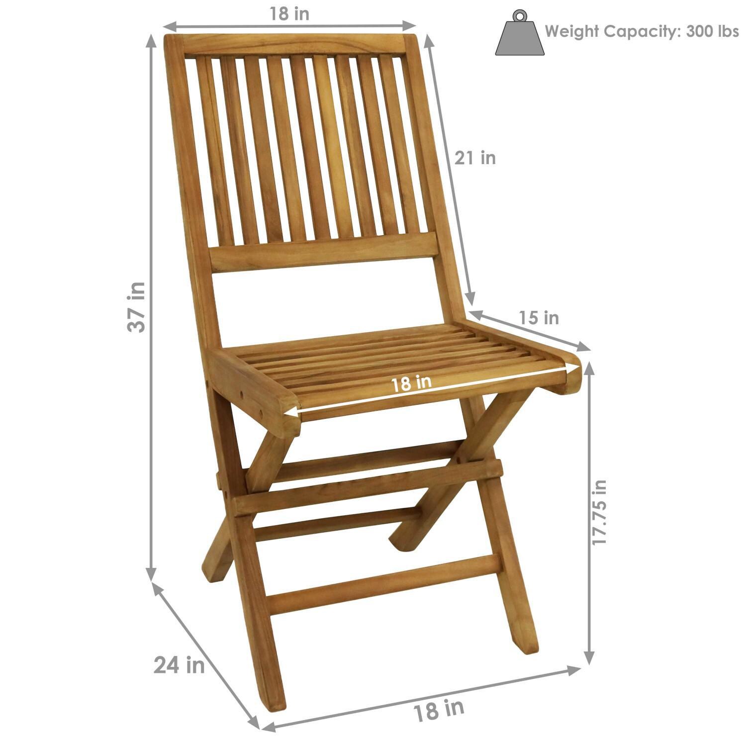 Ultimate Patio Nantasket Teak Outdoor Folding Patio Chair W/ Slat Back - Dimensions thumbnail