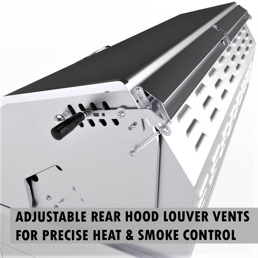 Sunstone EMCHDZ42-NG Series 42 Inch Natural Gas Hybrid Dual Zone Charcoal/Wood Burning Grill - Adjustable Rear Hood Louver Vents thumbnail