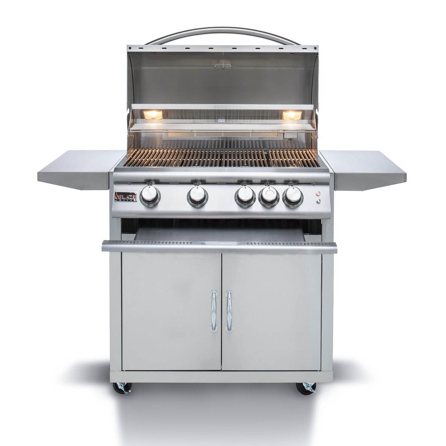 Blaze - BLZ-4LTE2-LP - Premium LTE 32-Inch 4-Burner Freestanding Propane Gas Grill - Hood Open thumbnail