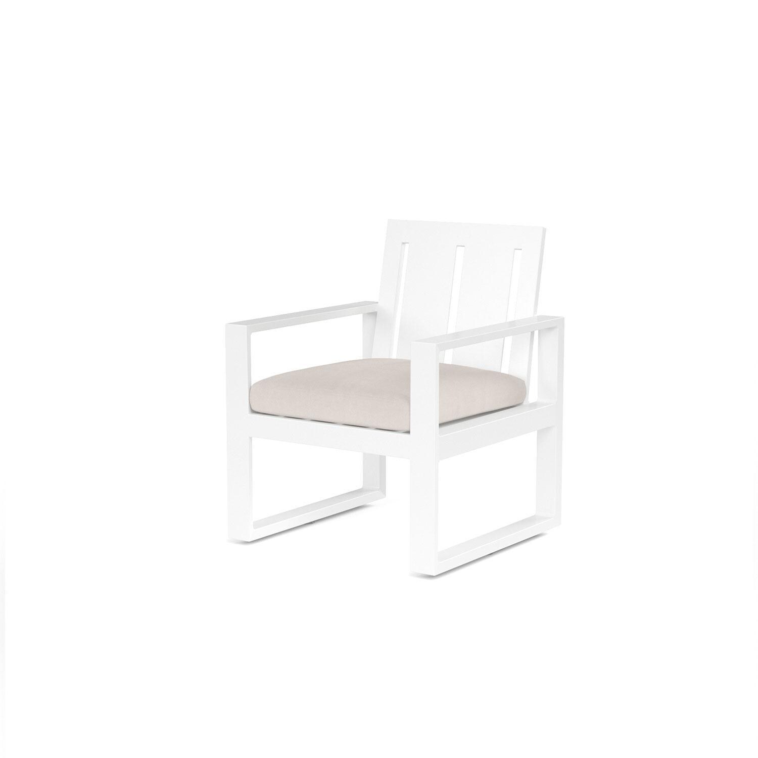 Newport Aluminum Dining Chair in Canvas Natural w/ No Welt by Sunset West - Display - White Background thumbnail