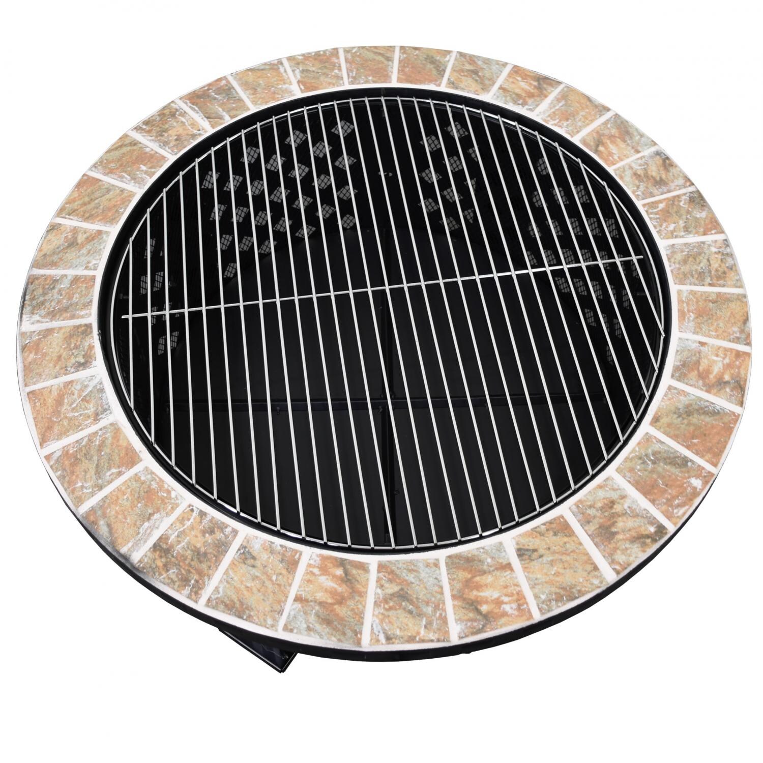 Astella 30 Inch Round Wood Burning Fire Pit Steel With Tile Astella 30 Inch Round Wood Burning Fire Pit Steel With Tile Fp300 Bbq Guys