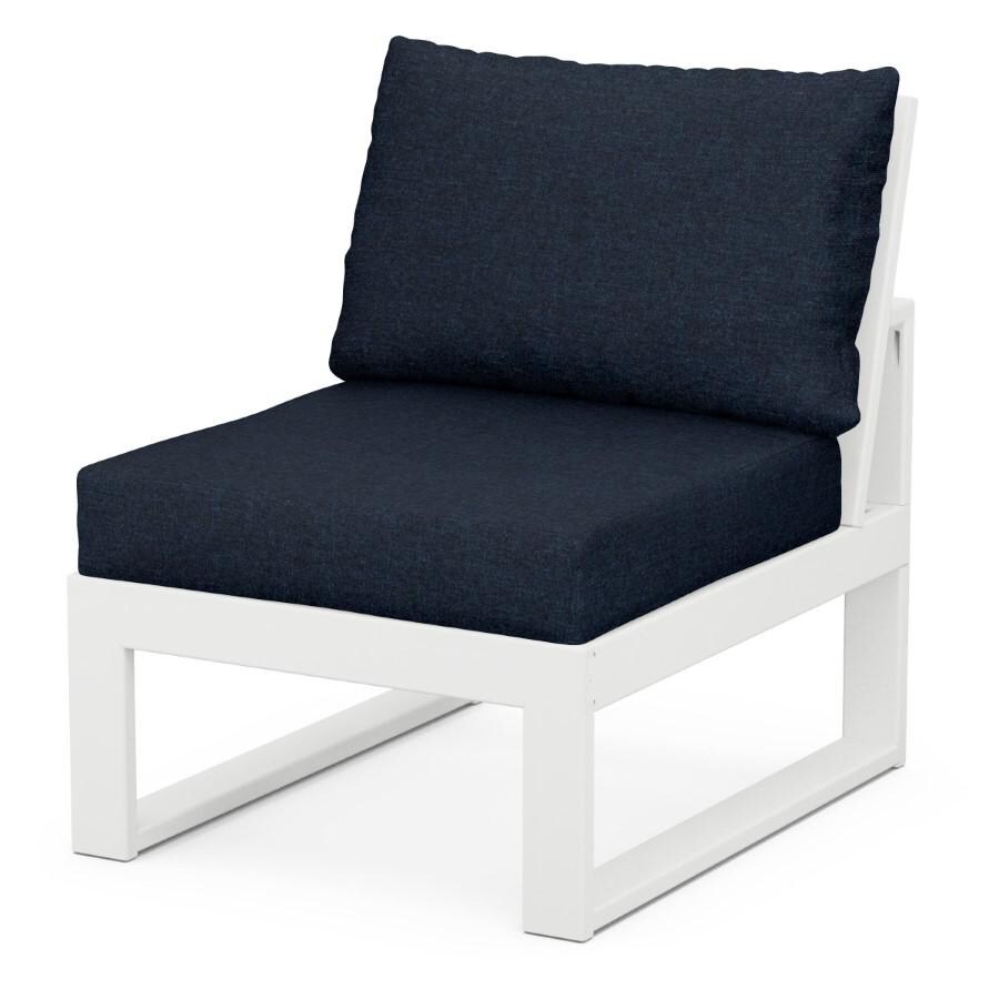 EDGE Recycled Plastic Sectional Armless Club Chair in White/Marine Indigo by POLYWOOD