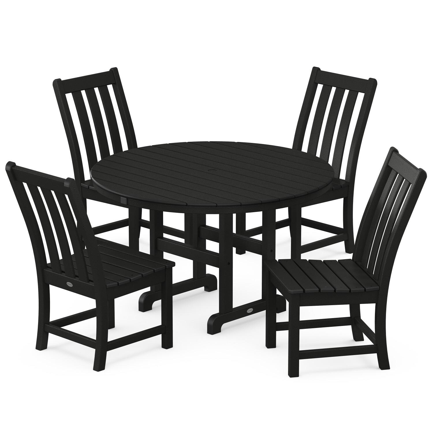 POLYWOOD PWS649-1-BL Vineyard 5-Piece Round Side Chair Dining Set thumbnail