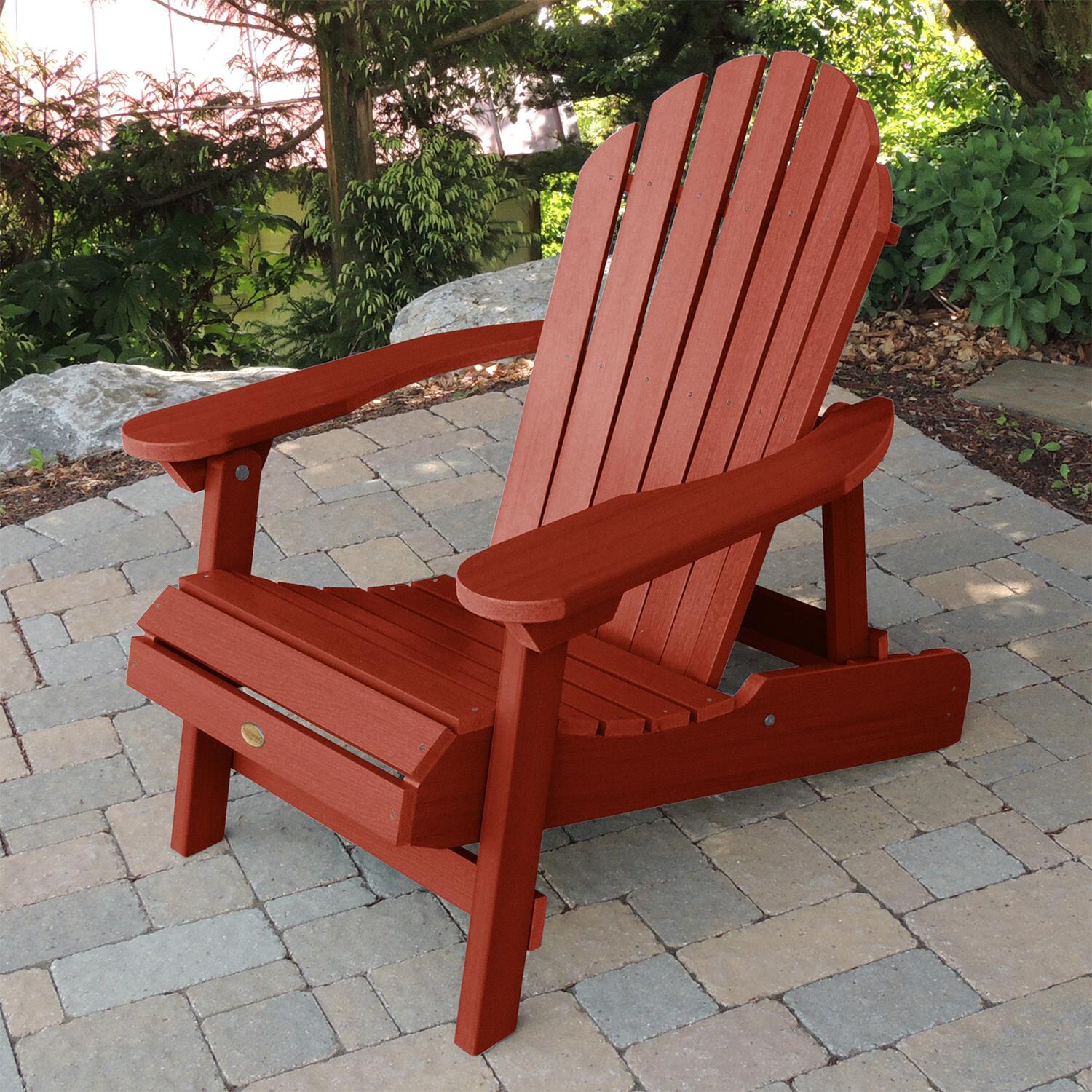 Highwood USA Hamilton Folding & Reclining Adirondack Chair - Rustic Red - AD-CHL1-RED image