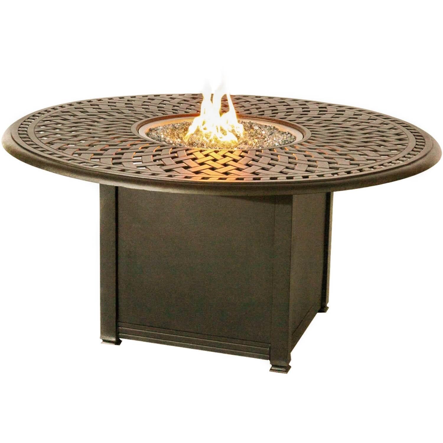 Darlee Round Patio Dining Table With Propane Fire Pit - Mocha thumbnail
