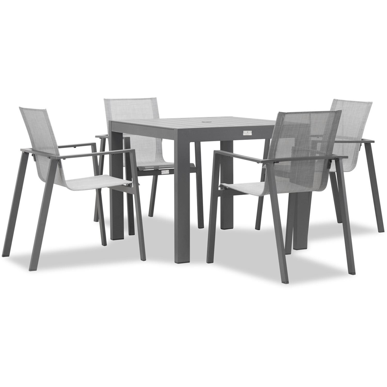 Spring Bay 4 Seat Dining Set in Slate - Angled View - White Background thumbnail