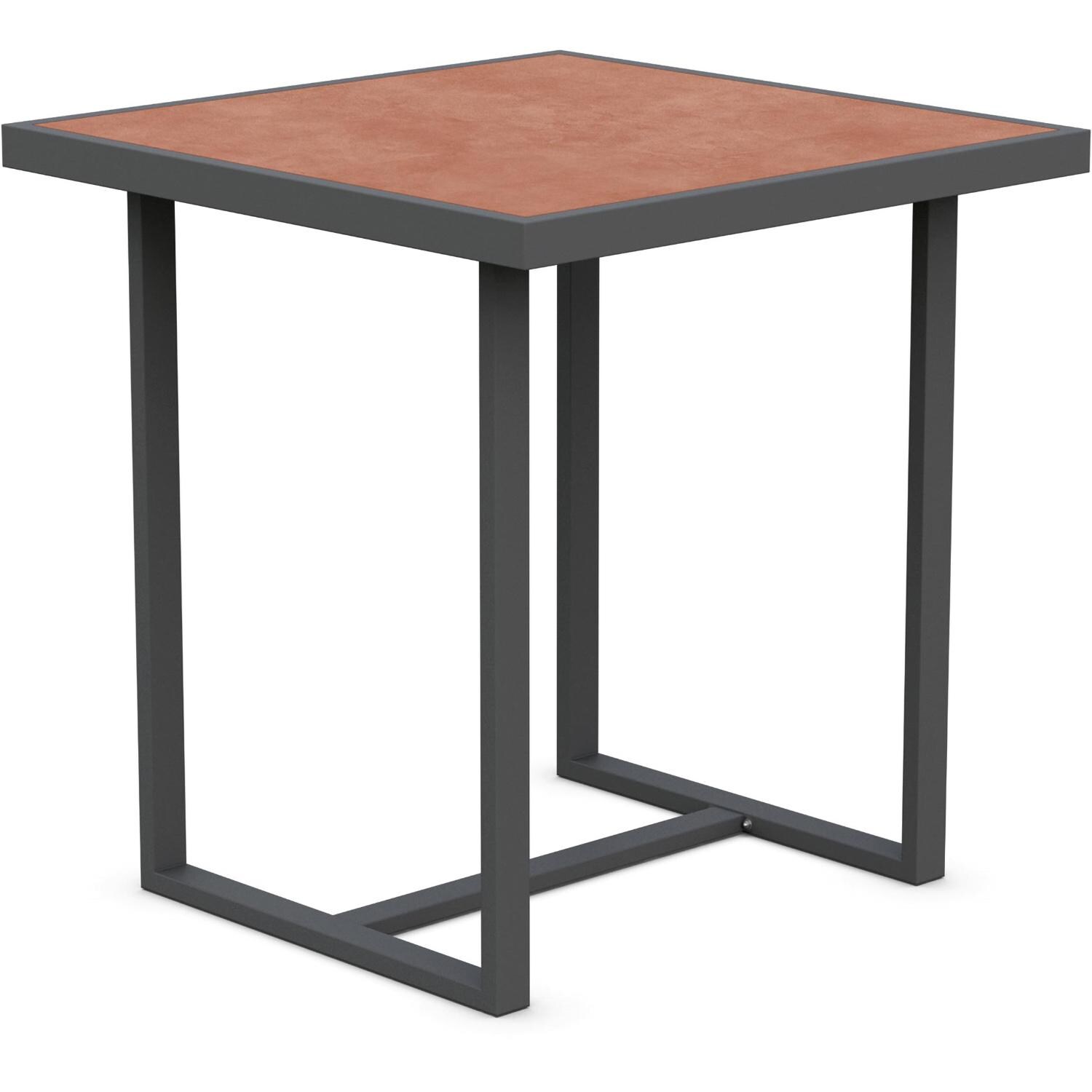 Azzurro Living Pavia 35 Inch Charcoal Aluminum Counter Table W/ Umber Dekton Top - Angled - White Background thumbnail