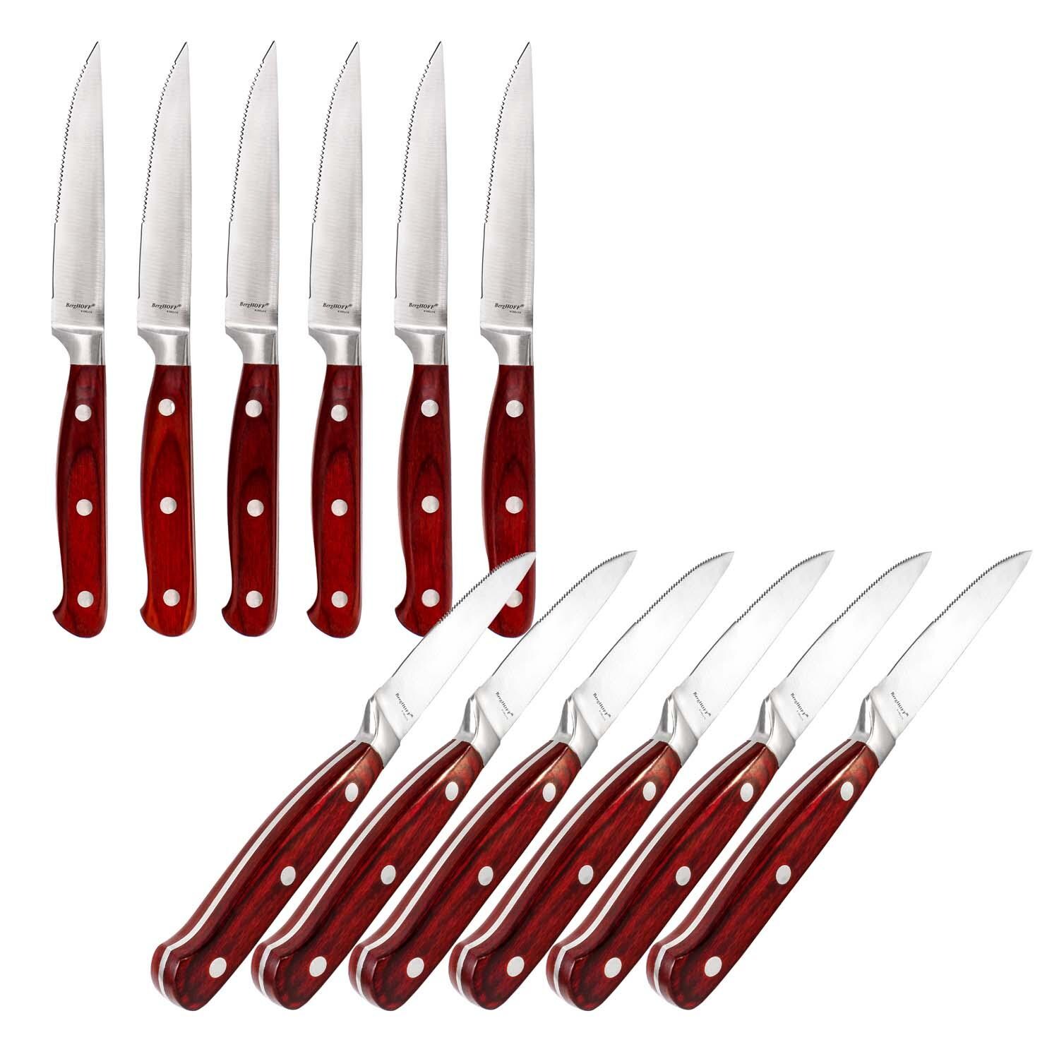 BergHOFF 4 3/4-in Pakka Wood 12 Pc Stainless Steel Steak Knife Set