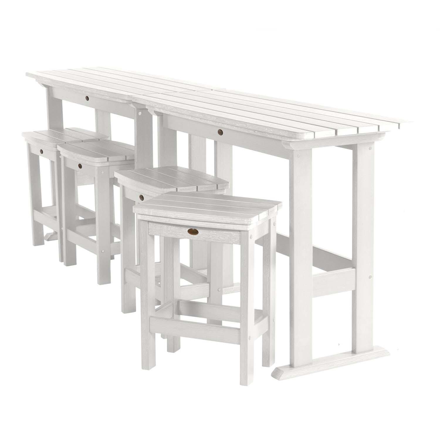 Hart Lane 6 Pc Recycled Plastic Counter Height Dining Set in White By Lakeview - Tables Against Railing - White Background thumbnail