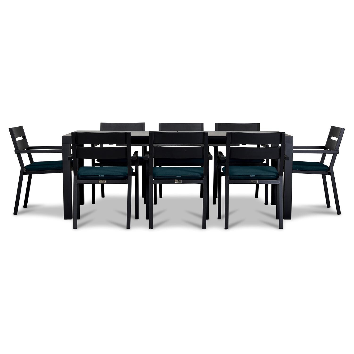 Calm Bay 9 Pc Extendable Dining Set in Black/Canvas Charcoal by Lakeview - White Background 3 thumbnail