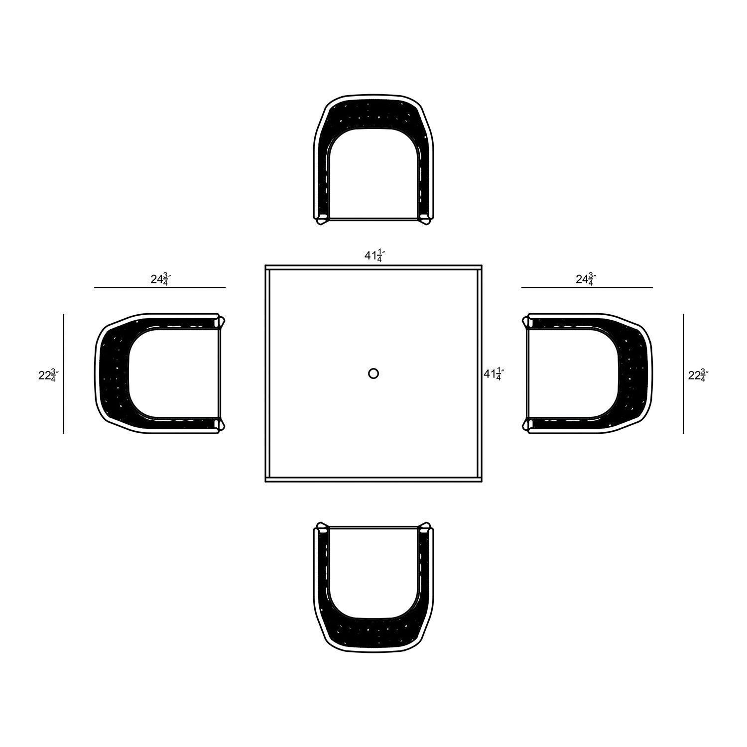 Chloe Bay 5 Pc Aluminum Square Dining Set in White by Lakeview - Dimensional 2 thumbnail