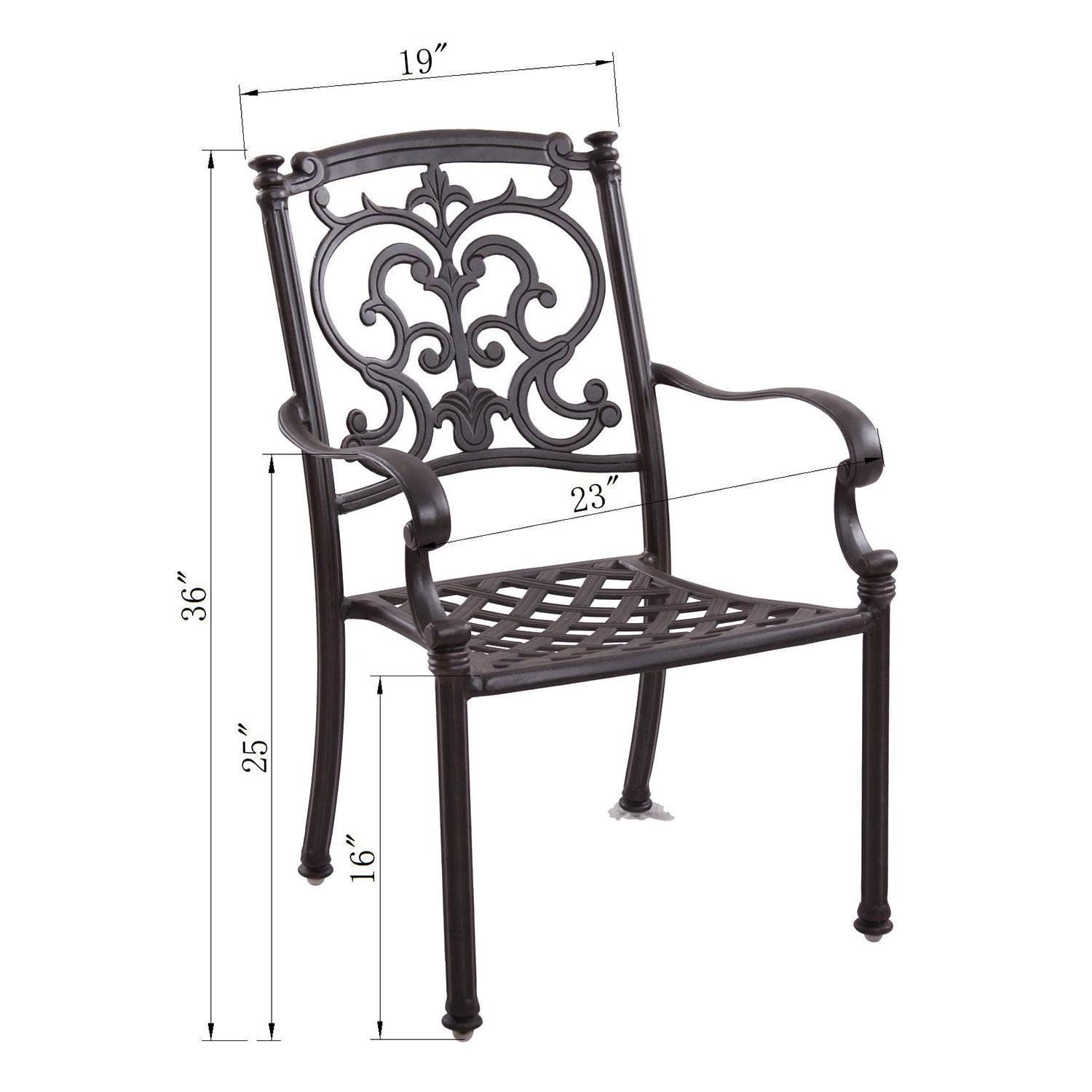 Darlee 201010-10PC-99LD3930-AB Santa Barbara 10 Piece Cast Aluminum Patio Dining Set W/ Lazy Susan & Beige Canvas Cushions - Dining Arm Chair - Dimensional thumbnail