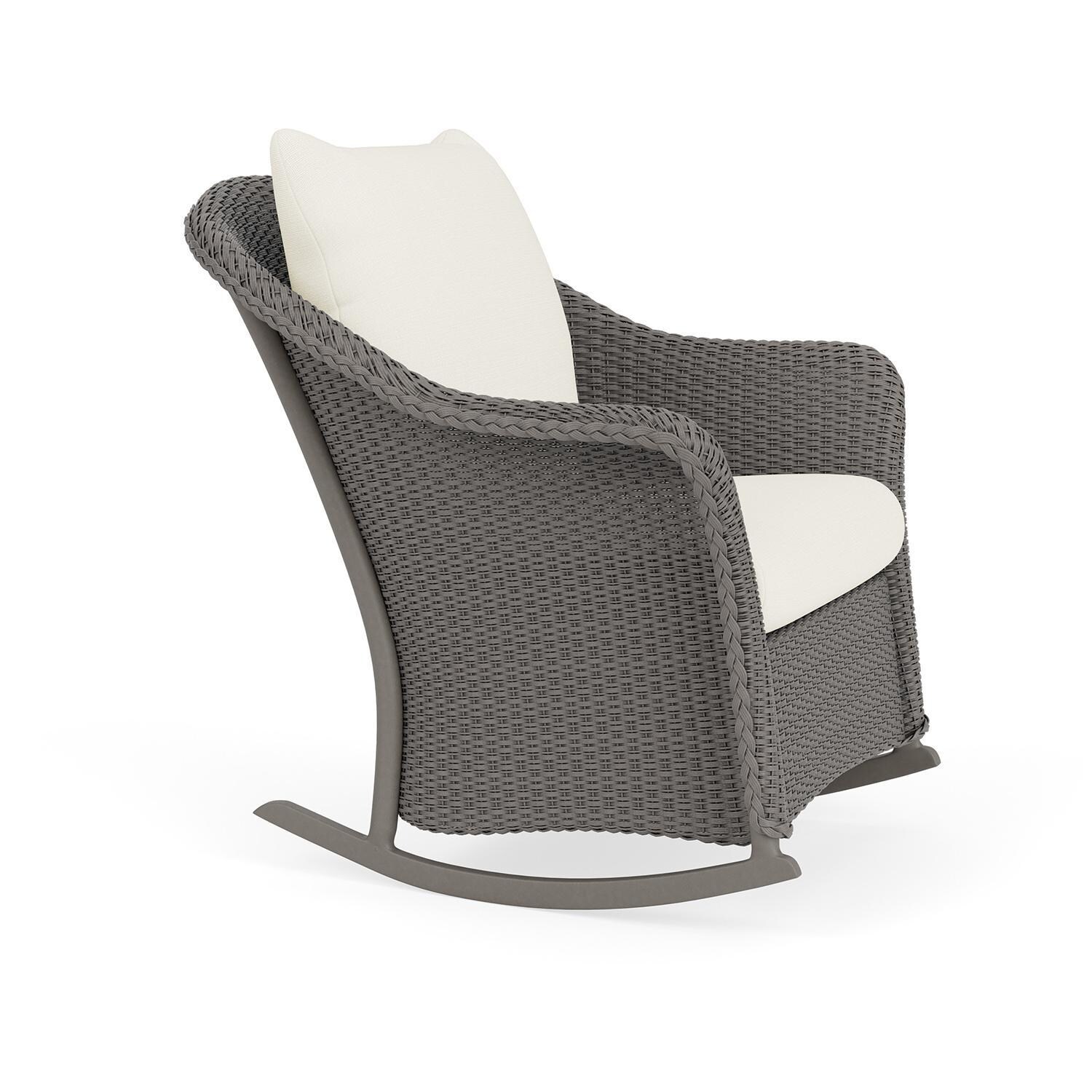 Lloyd Flanders Weekend Retreat Lounge Rocker in Pewter Finish W/ Sailcloth Salt Fabric - Angled thumbnail