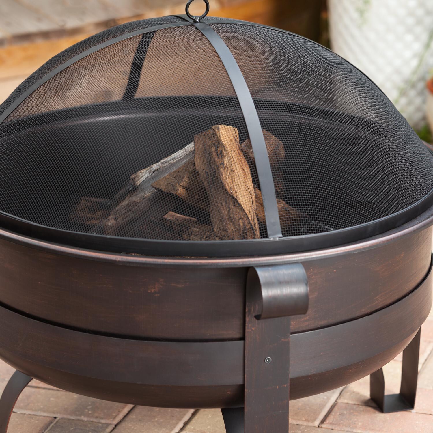 Ultimate Patio SC62339 Houma 35-inch Wood Burning Fire Pit - Close Up Screen On thumbnail