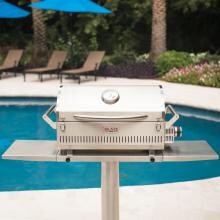 Blaze Professional Marine Grade Portable Propane Gas Grill On Pedestal With Side Shelves