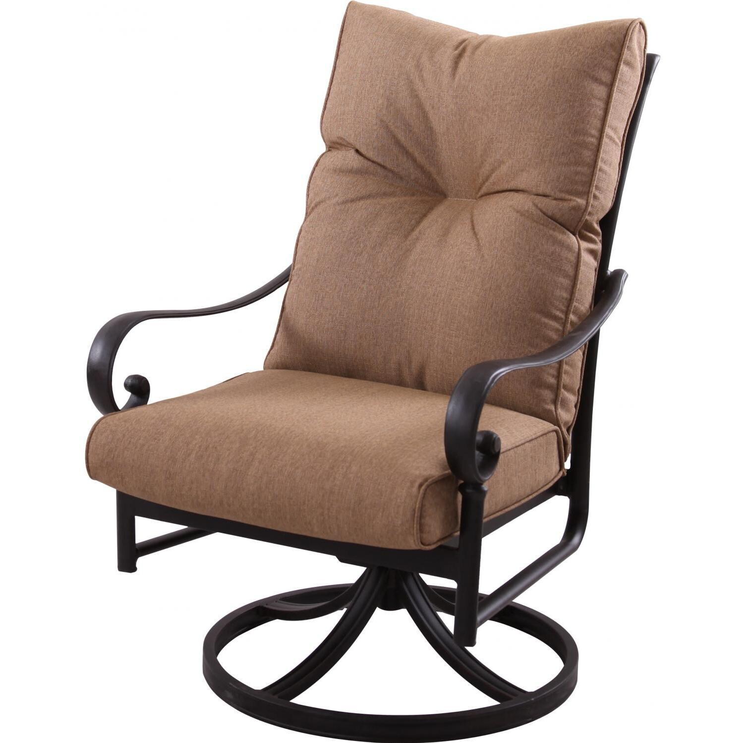 Santa Anita Cast Aluminum Patio Swivel Rocker Dining Chair W/ Sesame Sunbrella Cushions By Darlee - Display - White Background thumbnail