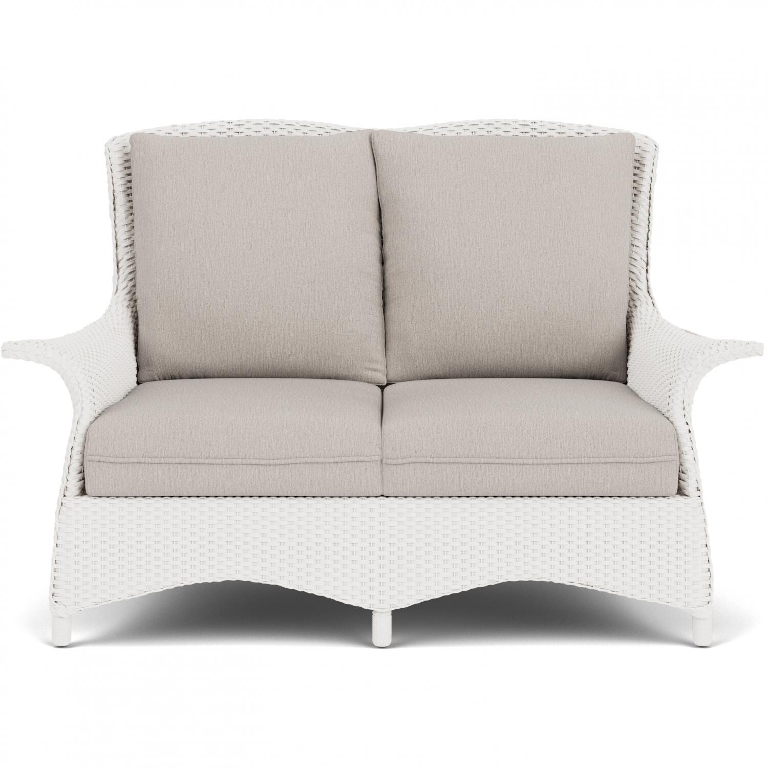 Lloyd Flanders Mandalay Loveseat in White Finish with Remy Cloud fabric thumbnail