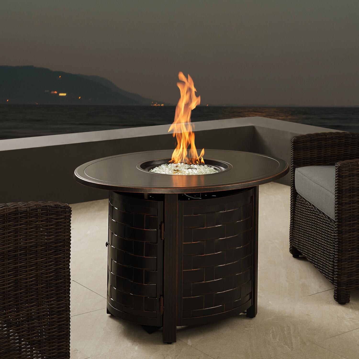 Ultimate Patio 63695 Magnolia Way 40-Inch Oval Aluminum Propane Gas Fire Pit thumbnail