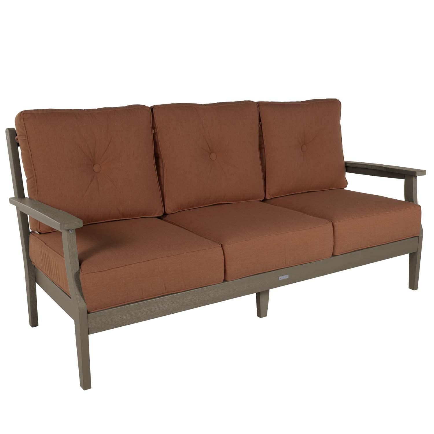 Blushing Bay 2 Pc Recycled Plastic Seating Set in Canvas Persimmon/Woodland Brown by Lakeview Outdoor Designs - Love Seat - White Background thumbnail