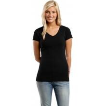 District Junior Ladies Perfect Fit 1x1 V-Neck T-Shirt Large - Jet Black image