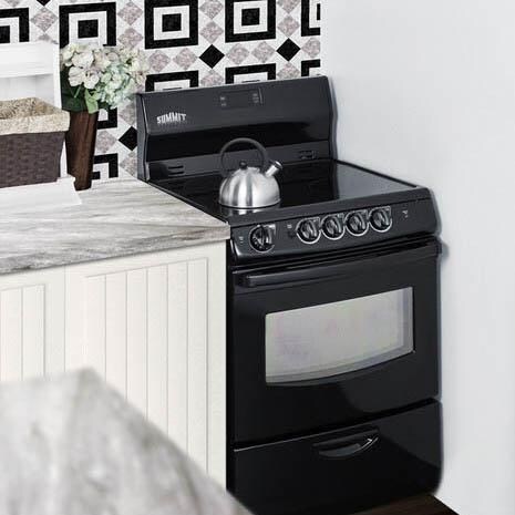 Summit 24-Inch 4-Burner Electric Glass Top Range - Black - Set thumbnail