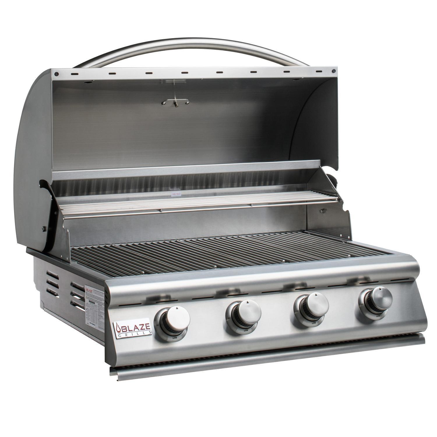 Blaze BLZ-4LBM-LP Prelude LBM 32-Inch 4-Burner Built-In Propane Grill - Hood Open thumbnail
