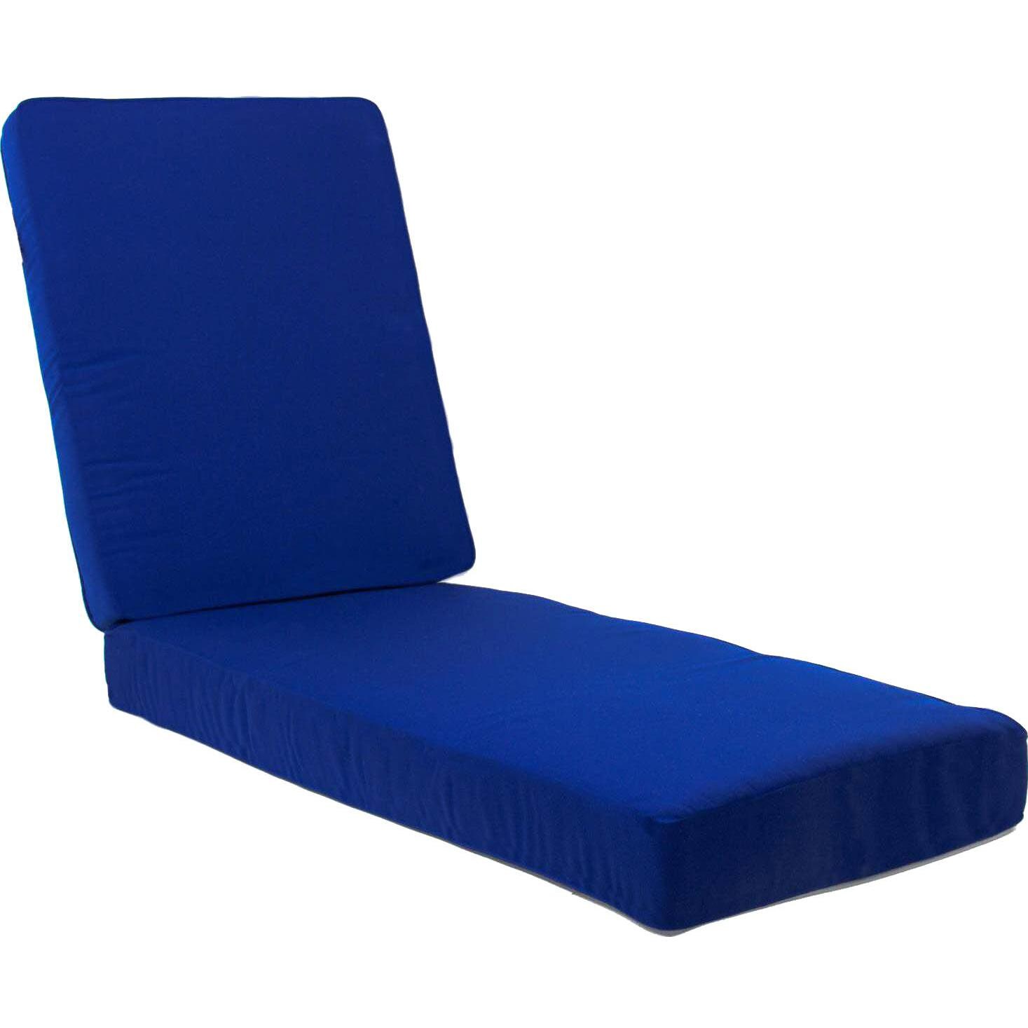 Sunbrella Canvas True Blue Long Outdoor Replacement Chaise Lounge Cushion W/ Knife Edge By BBQGuys Signature
