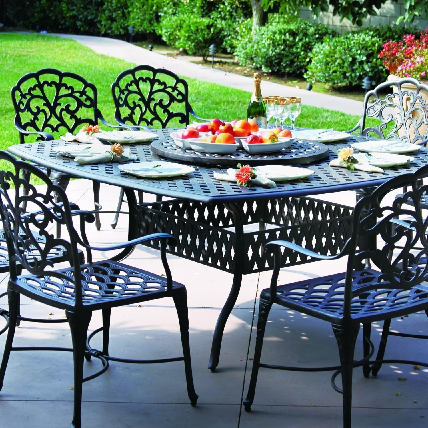 Darlee Catalina 9 Piece Cast Aluminum Patio Dining Set With Lazy Susan