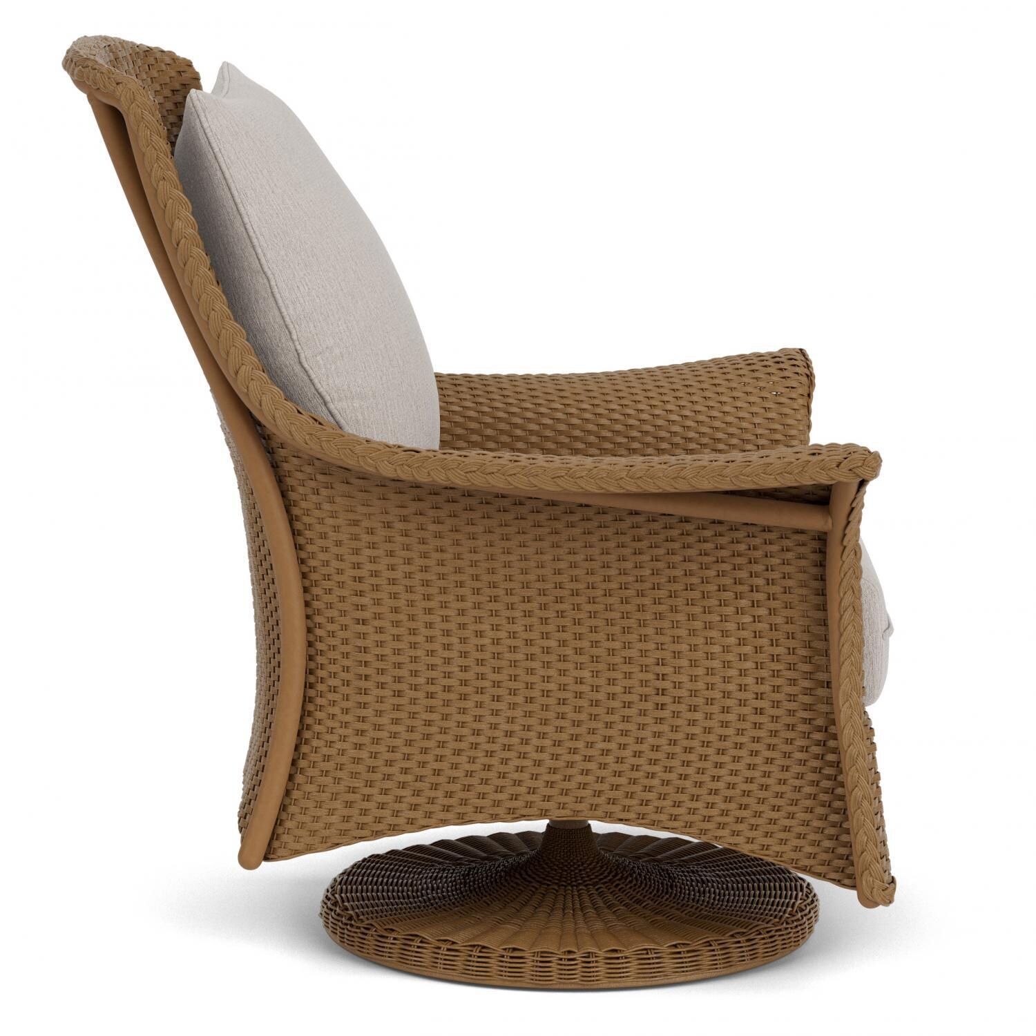 Lloyd Flanders Mandalay Swivel Rocker Lounge Chair in Hickory Finish with Remy Cloud fabric - Side thumbnail