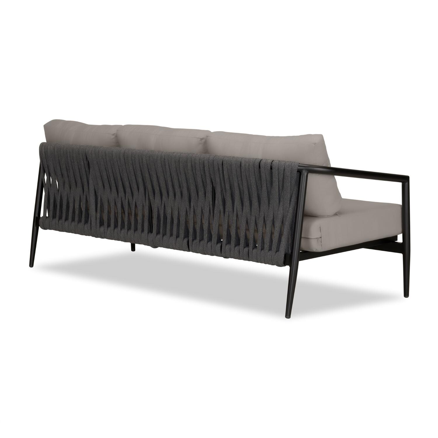 Lakeview Midnight Cove 3 Person Aluminum Sofa in Black/Carbon/Canvas Charcoal - Back Right - White Background thumbnail