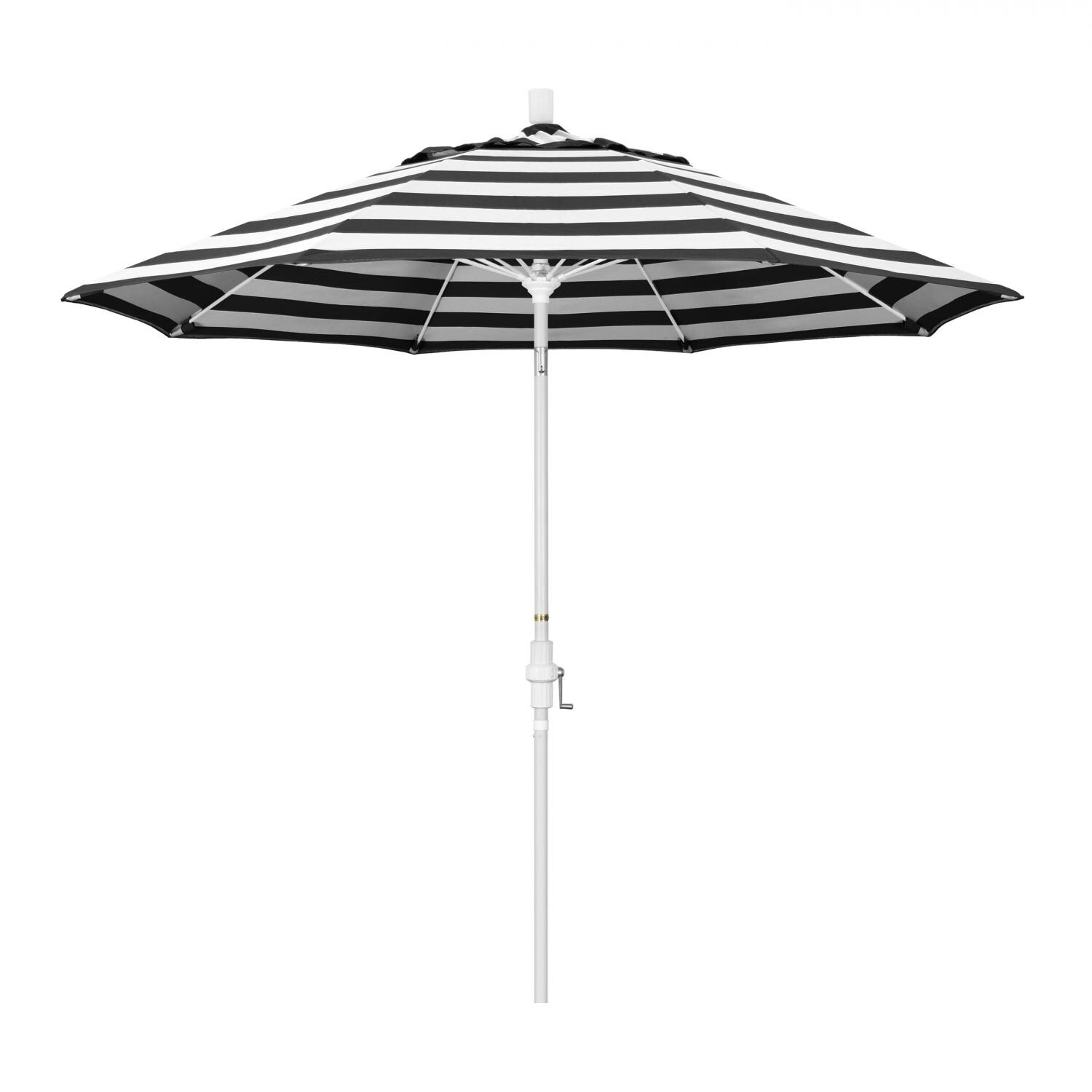 California Umbrella Sun Master Series 9 Ft Octagonal Aluminum Collar Tilt Patio Umbrella W/ Crank Lift & Fiberglass Ribs - Matted White Frame / Sunbrella Cabana Classic Canopy thumbnail