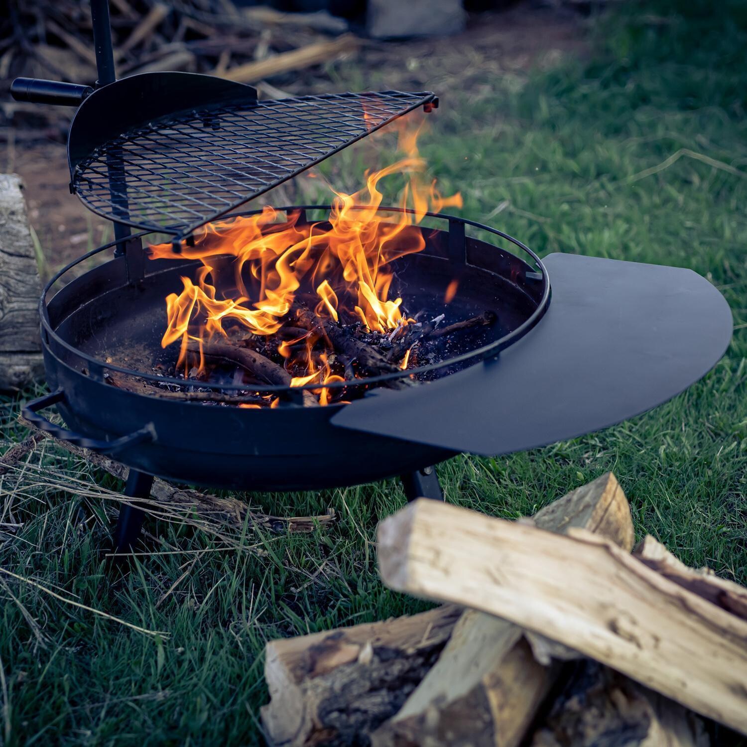 Barebones Living Cowboy 23-Inch Fire Pit Grill w/ Adjustable Grill Grate - CKW-440