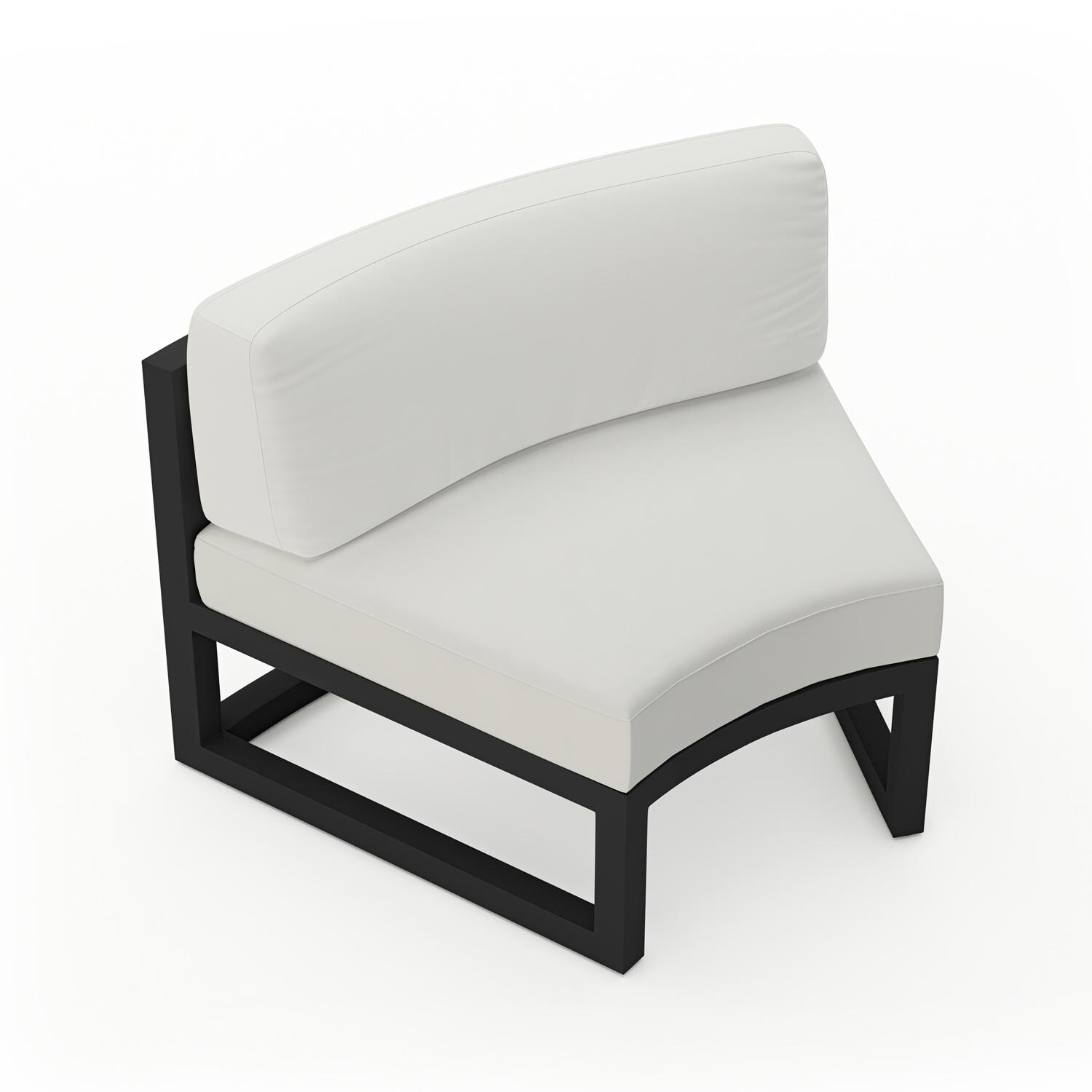 Lakeview MSTYCV-BK-CRVS-CN Misty Cove 2 Pc Aluminum Curve Club Chair in Black w/Canvas Natural Cushions by Lakeview Outdoor Designs - Angled Front - White Background thumbnail