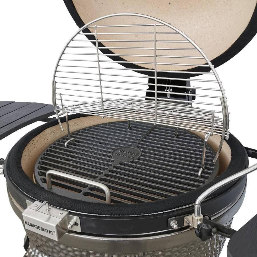 Vision Grills XD-402MG Vision Elite Series XD402 Deluxe 20-Inch Kamado Grill - Metallic Gun Metal Grey - Cooking Grate thumbnail