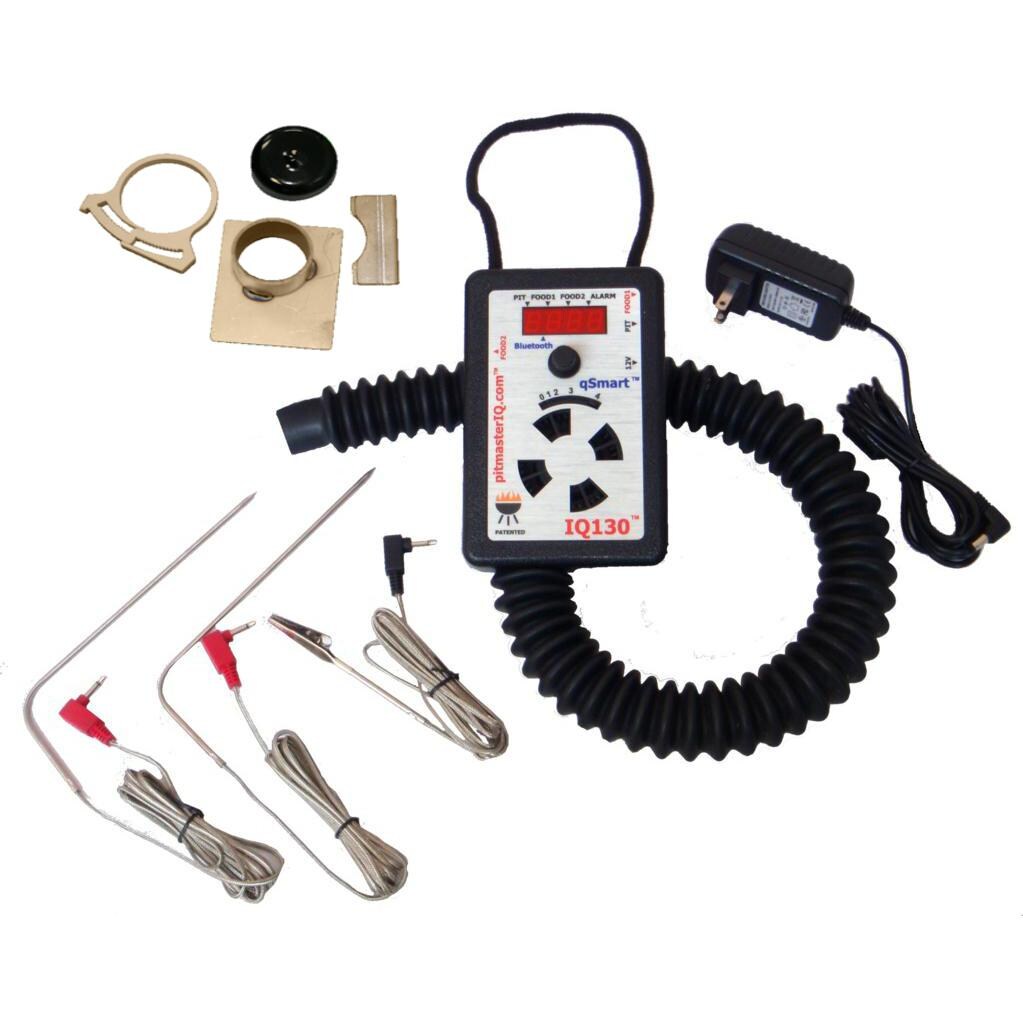 PitmasterIQ IQ130 Bluetooth Dual Probe BBQ Temperature Regulator Kit W/ Small Adjustable Kamado Pit Adapter For Big Green Egg (Small, Mini), Char-Griller Akorn, Kamado Joe Jr., & Many Other Small Kamado Smokers