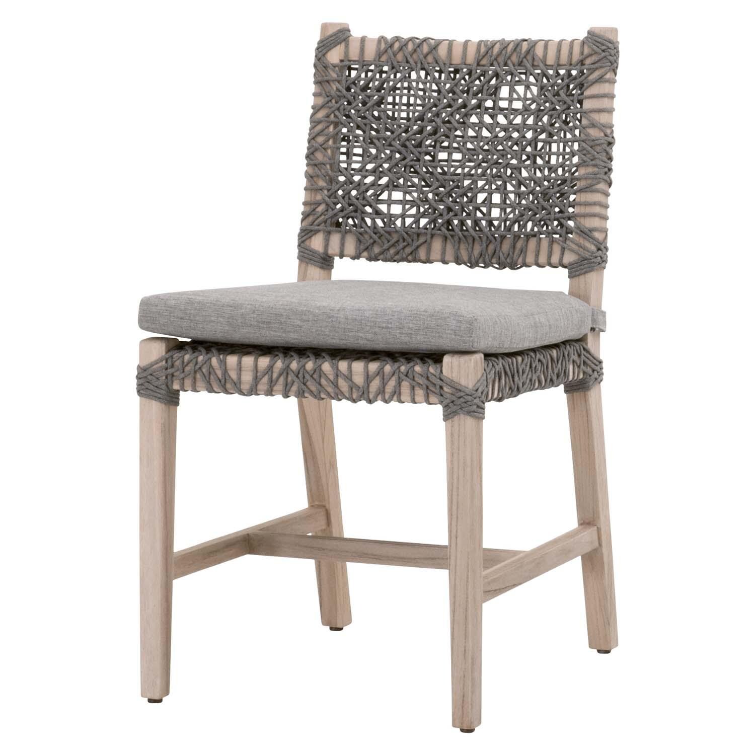 Blushing Bay Woven Rope Dining Chair in Dove - Set of 2 - By Lakeview - Angled View thumbnail