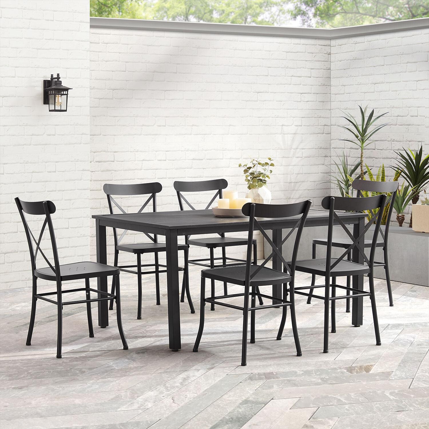 Ultimate Patio Cannebelle 7Pc Outdoor Dining Set in Matte Black