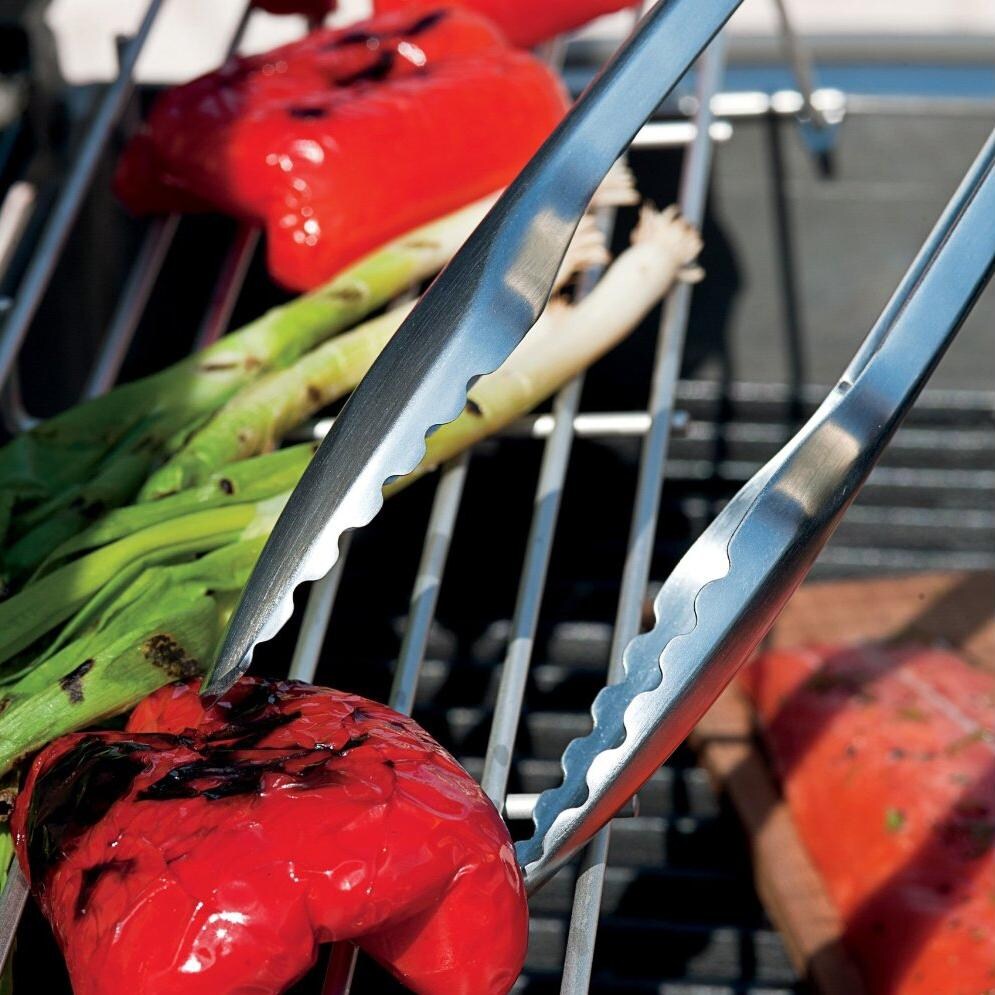 Weber Original 6610 Barbecue Tongs - Shown in Use thumbnail