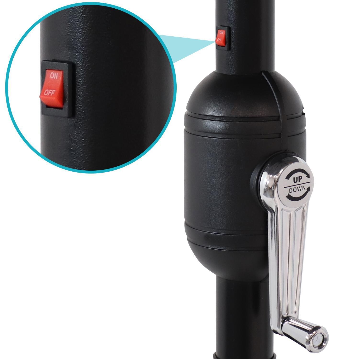 Ultimate Patio 9 Ft. Solar Lighted Octagonal Patio Umbrella W/Crank - Beige - Crank Lift thumbnail