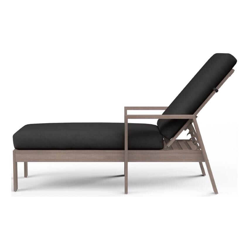 Laguna Aluminum Chaise Lounge w/ No Welt in Driftwood/Spectrum Carbon by Sunset West - Side View - White Background thumbnail