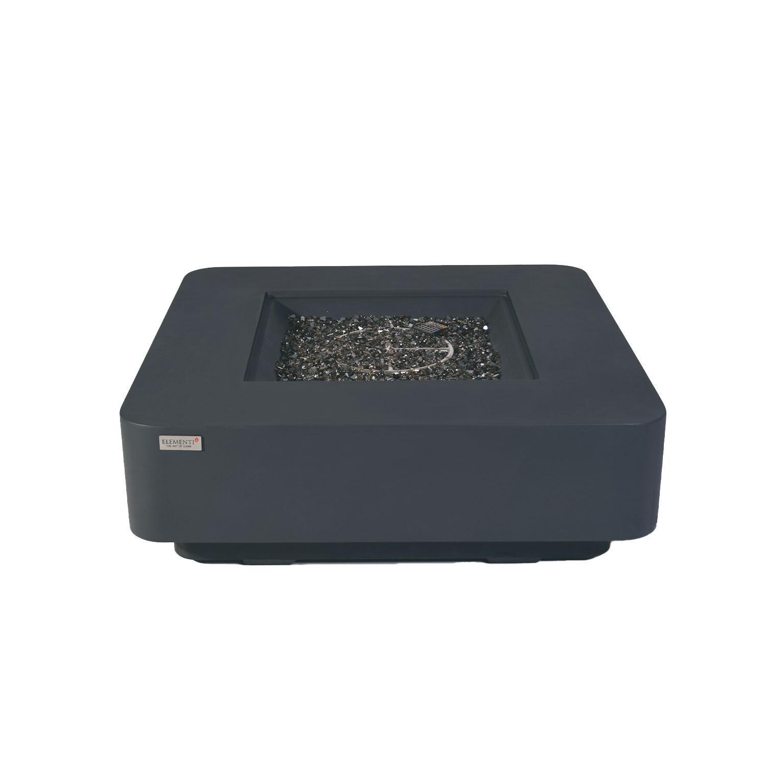 Elementi Bergamo 42-Inch Square Natural Gas Fire Pit Table - Dark Gray - Front View - White Background thumbnail
