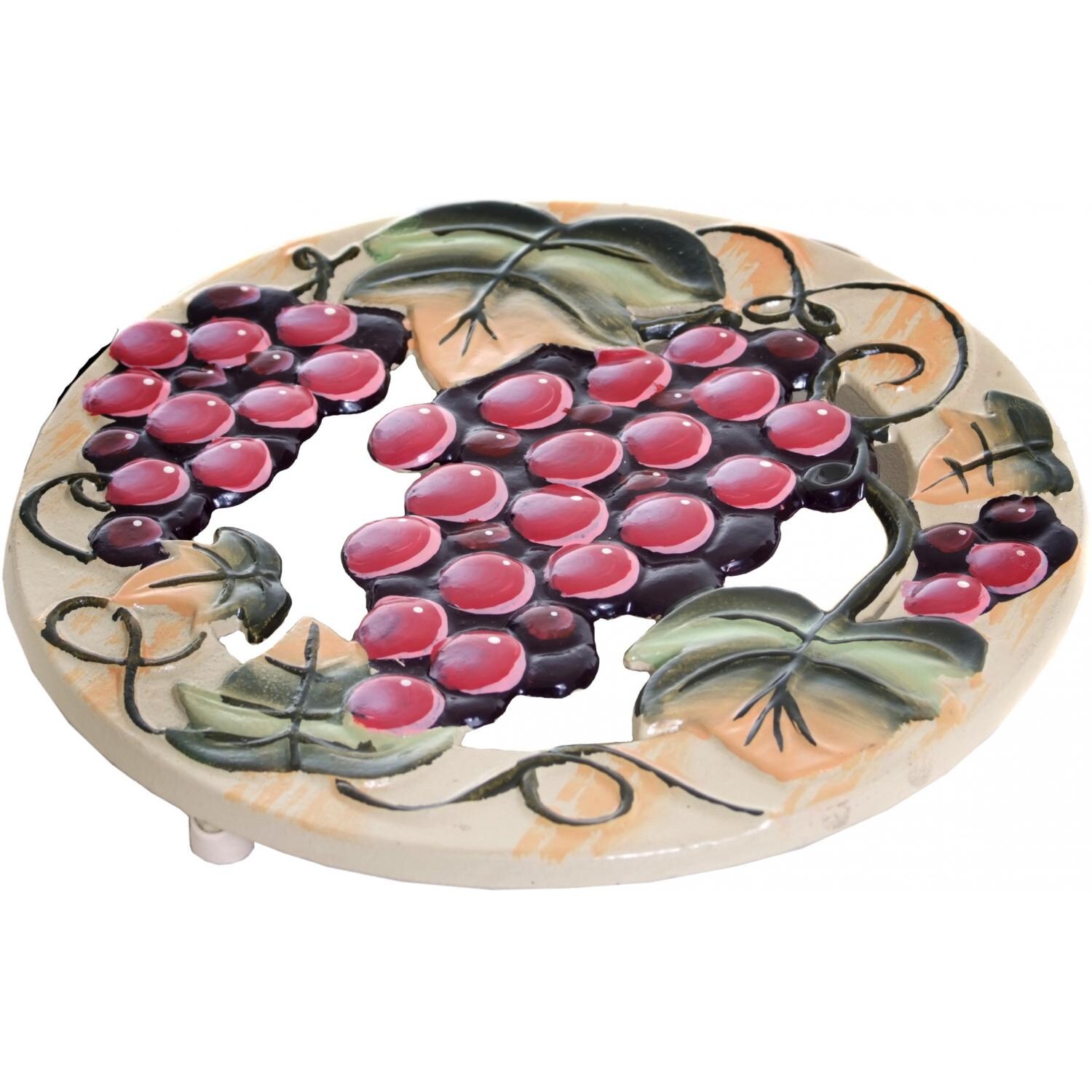 Old Dutch Round Grapevine Trivet Close-Up View