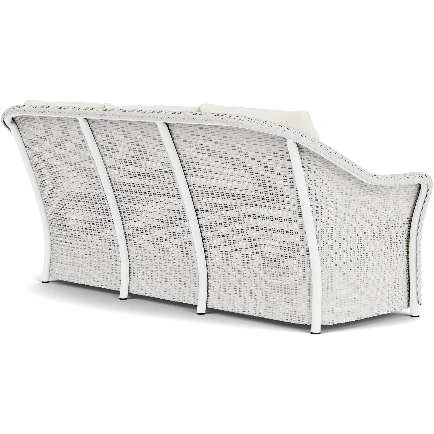 Lloyd Flanders Weekend Retreat Sofa in Matte White Finish W/ Sailcloth Salt Fabric - Back Right thumbnail