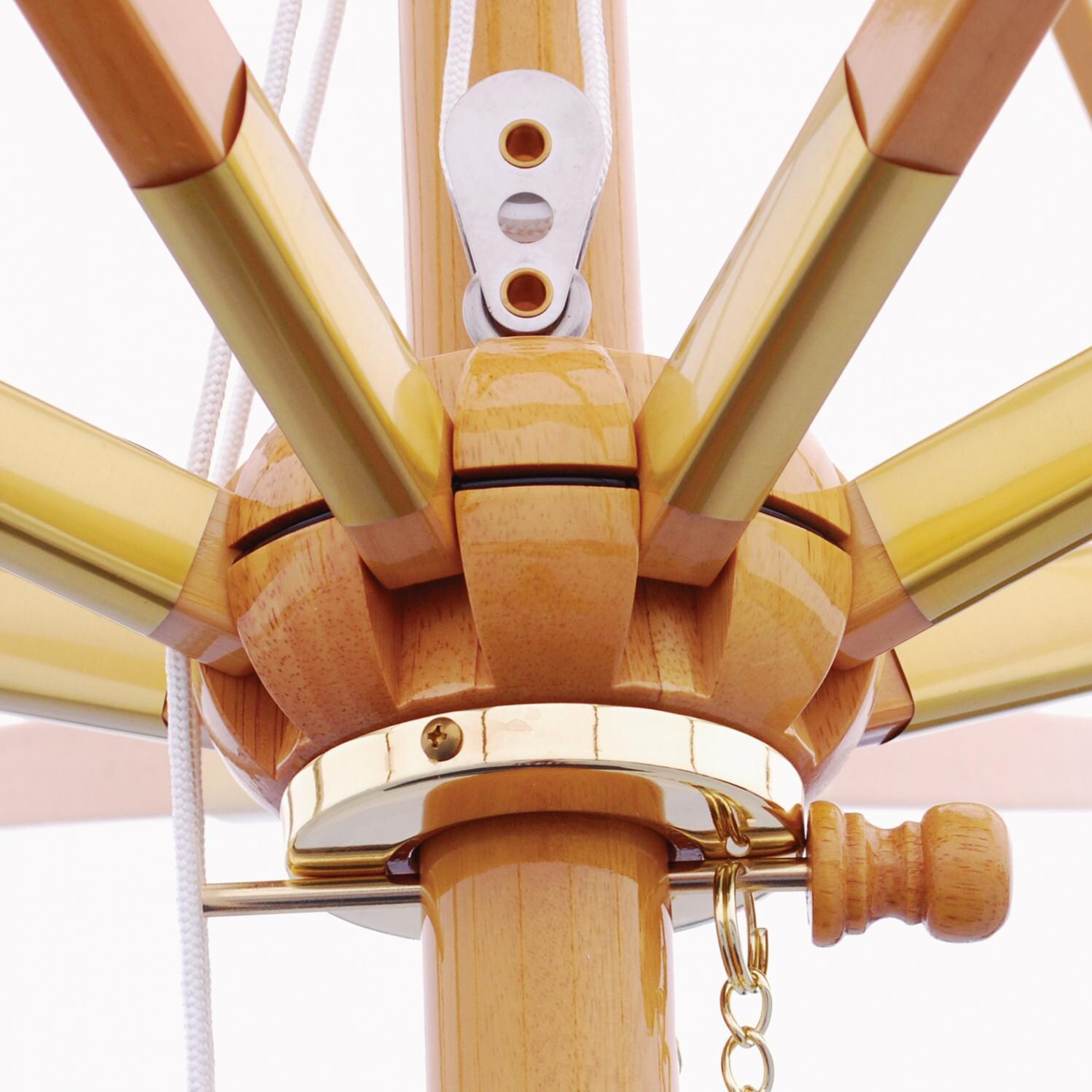 Galtech 11 Ft Wood Patio Umbrella - Four-Pulley Lift System thumbnail