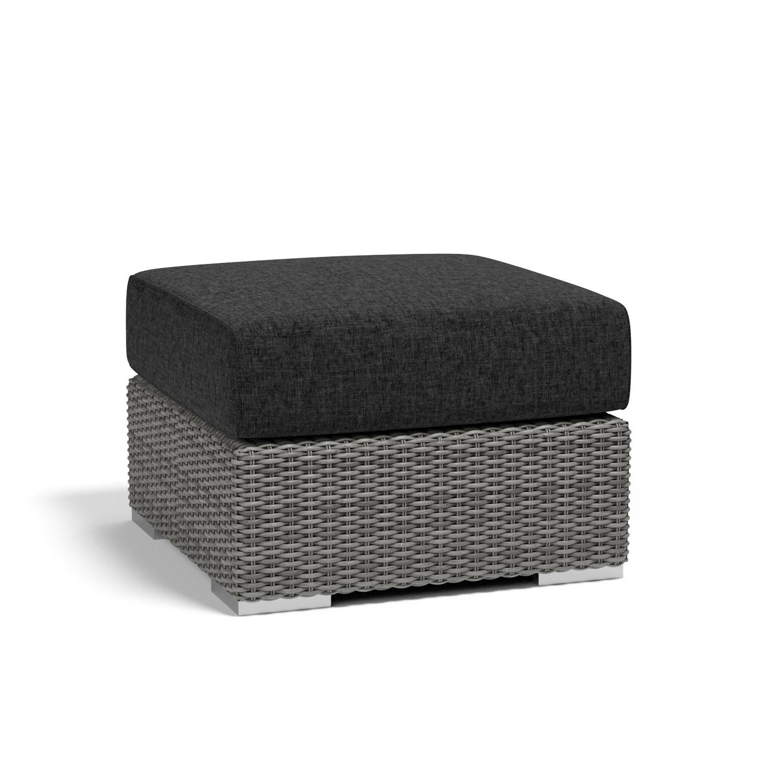 Sunset West - 1802-OTT-48085 - Emerald II 27-Inch Square Resin Wicker Patio Ottoman W/ Sunbrella Spectrum Carbon Cushions thumbnail