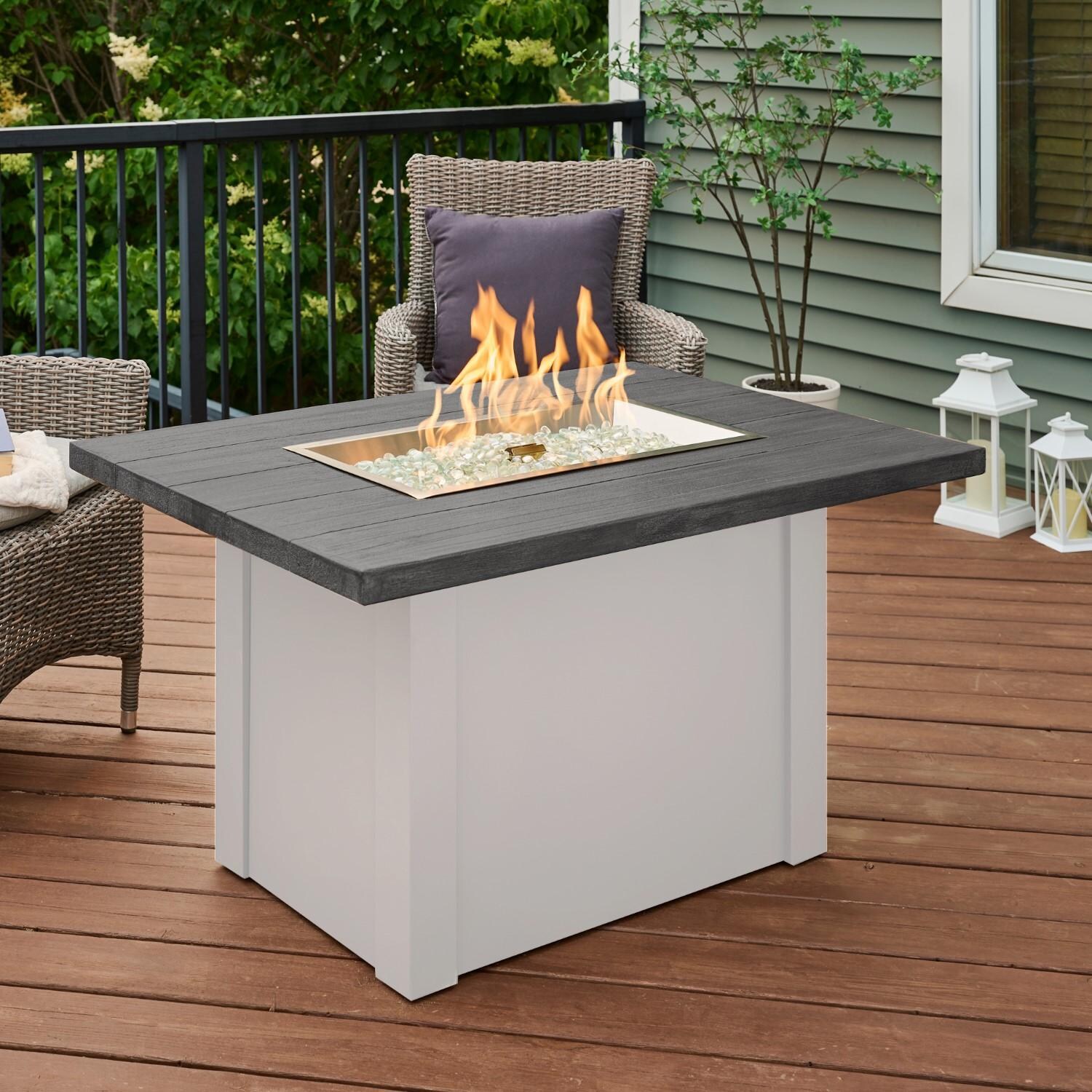 Havenwood 44 Inch Fire Pit Table W/ Carbon Grey Top & White Base - Lifestyle thumbnail